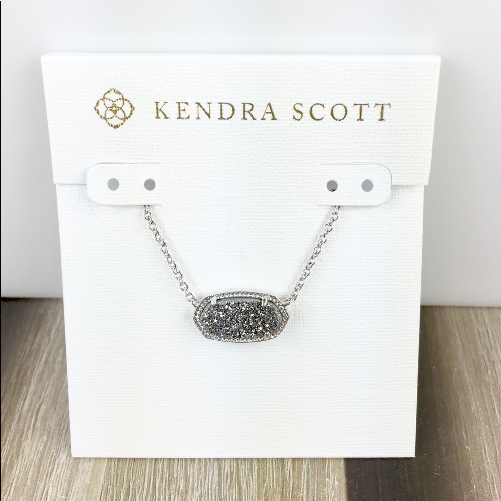 Kendra Scott Elisa platinum drusy silver necklace